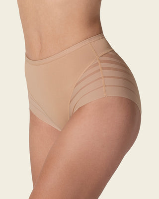Braga faja clásica con control moderado de abdomen y bandas en tul#color_801-habano-claro