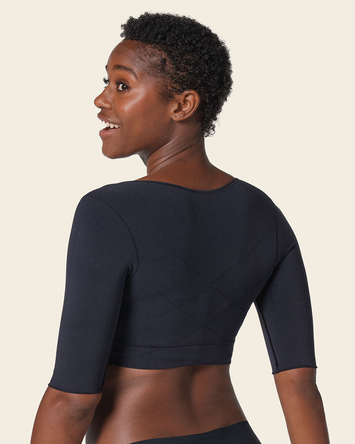 Gilet Sculptant Femme - Minceur Bras Et Dos - Correcteur Posture - Manches 3/4 Dentelle