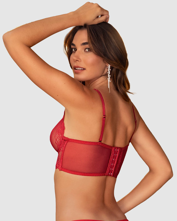 Sujetador tipo bralette en encaje y transparencias#color_377-rojo