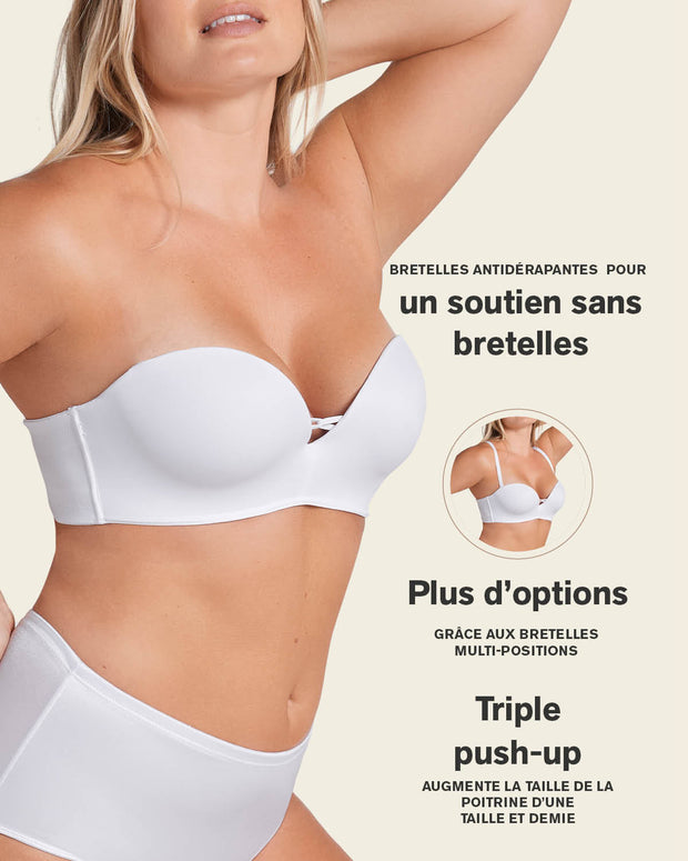 Sujetador wow de triple relleno ideal como sin tirantes#color_000-blanco