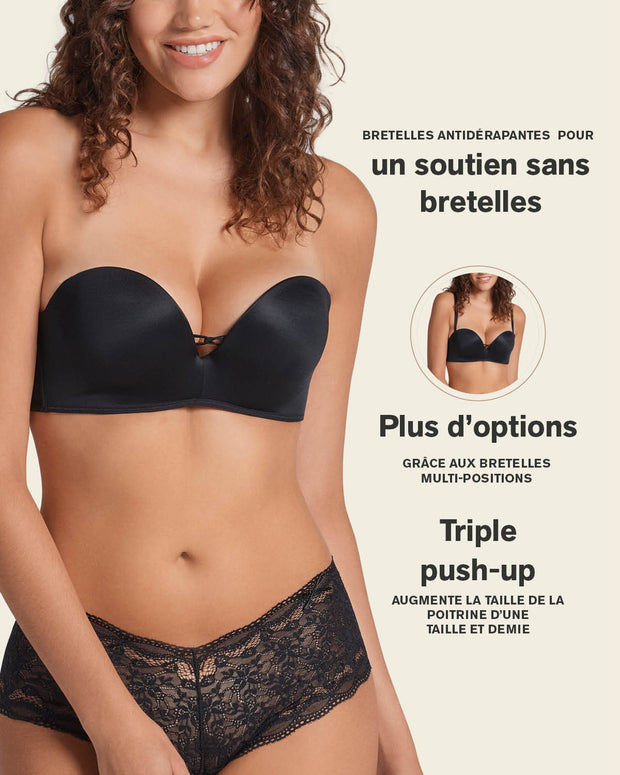 Sujetador wow de triple relleno ideal como sin tirantes#color_700-negro