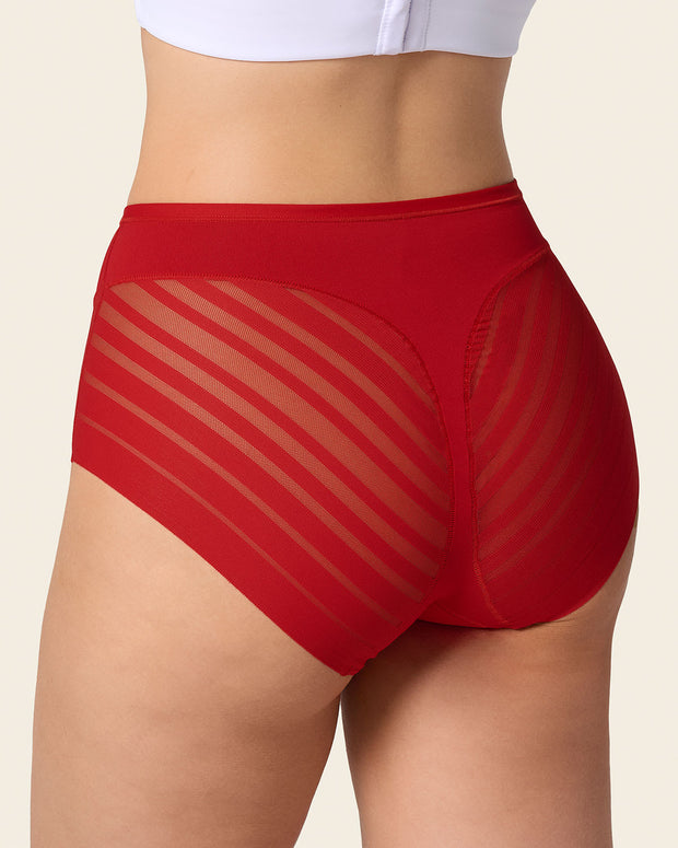 Braga faja clásica con control moderado de abdomen y bandas en tul#color_323-rojo