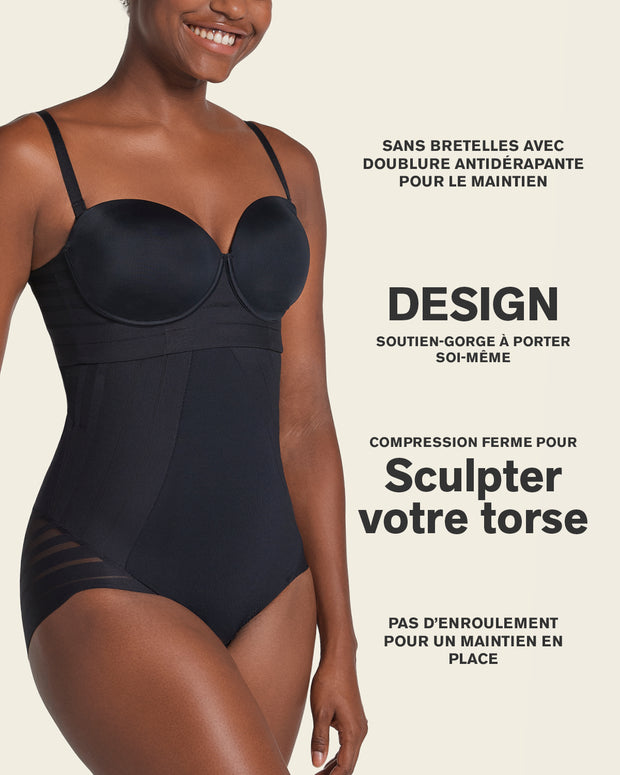 Braga faja pecho libre de control de abdomen invisible en piernas#color_700-negro