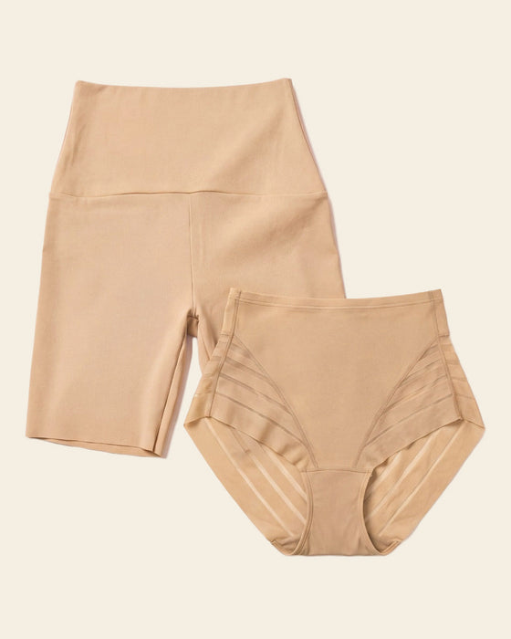 PowerStay Short & Stripe Undetectable Panty in Marron clair