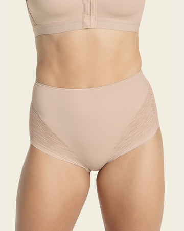 Braga faja clásica invisible con transparencias en glúteos y laterales#color_802-beige