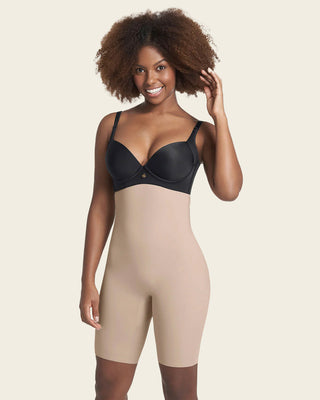 Braga faja de tiro alto con control moderado en abdomen y cintura#color_802-beige