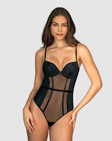 Body brasileña elaborado en tul y tela lisa irresistiblemente sexy#color_700-negro