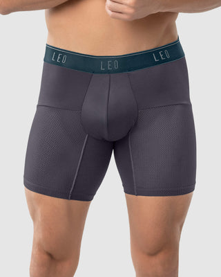 Bóxer medio de secado rápido con mallas transpirables en microfibra#color_073-gris-elastico-verde