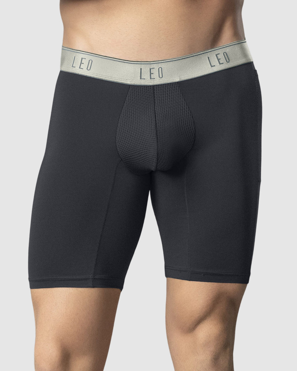 Boxer de sport long avec poche latérale en microfibre Leonisa