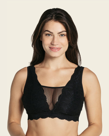 Bralette multiusos sexy siempre en encaje ideal para prótesis de mastectomía#color_700-negro