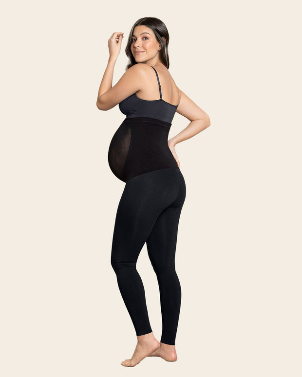 Maternité Legging Noir Sans Coutures À Bande De Soutien