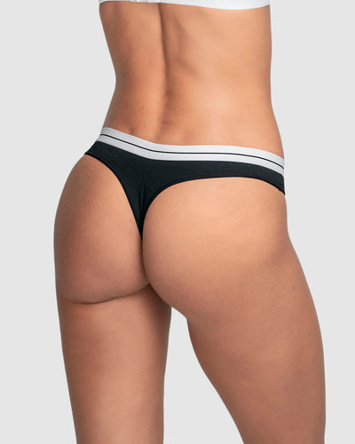 Tanga en algodón con elástico suave en cintura#color_700-negro