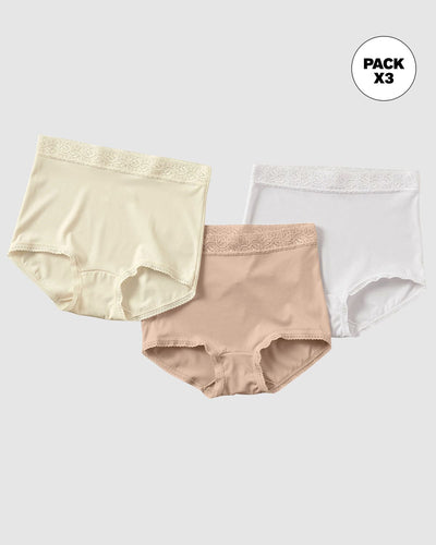 Paquete x 3 bragas clásicas con toques de encaje#color_s06-beige-blanco-nude