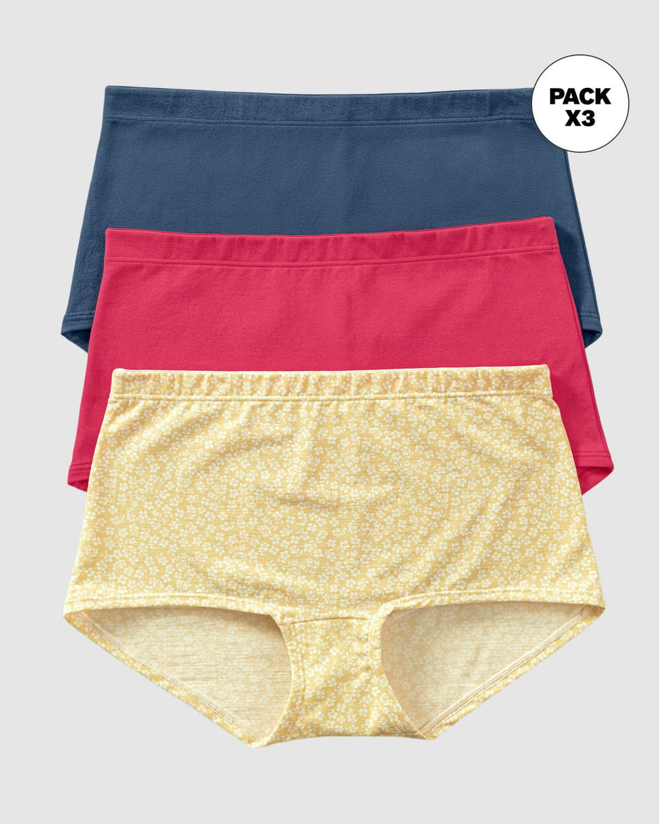 3 boxers en coton stretch avec une bonne couvrance 