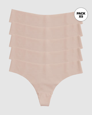 Paquete x 5 tangas invisibles ultraplanas sin elásticos y de pocas costuras#color_802-habano-claro