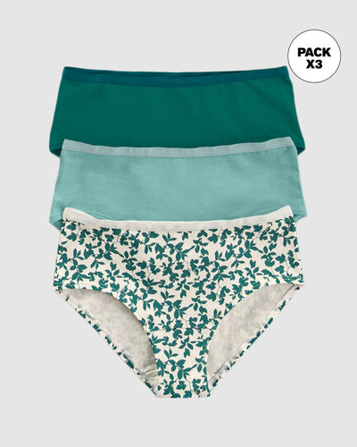 3 culottes en algodón máxima comodidad y frescura#color_s32-estampado-hojas-verde-claro-verde-oscuro