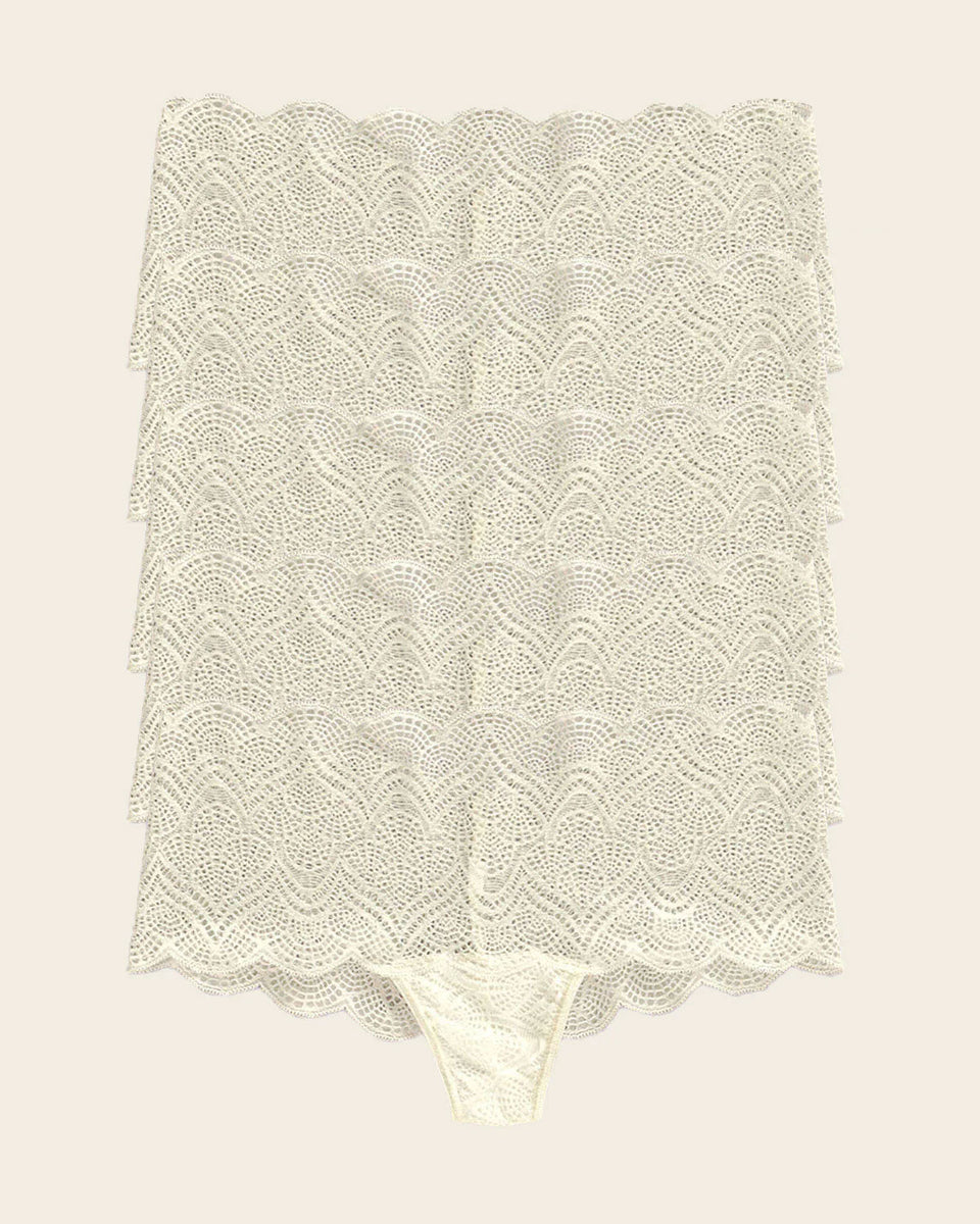 Paquete x 5 braguita en encaje con transparencias y bordes redondeados