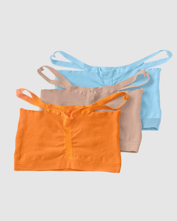 Paquete x 3 cómodos tops sin aro#color_s35-habano-claro-naranja-azul