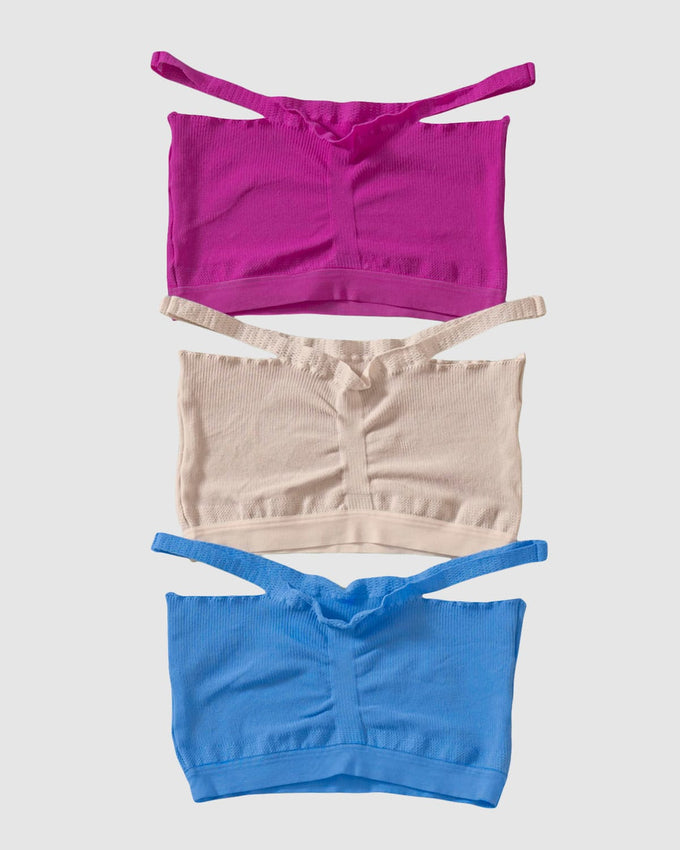 Paquete x 3 cómodos tops sin aro#color_s36-rosado-claro-azul-medio-morado