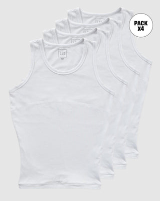 Paquete x 4 camisetas con compresión moderada en abdomen y zona lumbar en algodón elástico#color_000-blanco