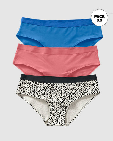 3 braguitas estilo culotte en algodón#color_s68-estampado-manchas-negras-coral-azul