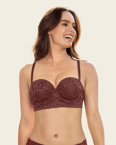 Sujetador balconet de encaje con push up incorporado#color_a21-vino