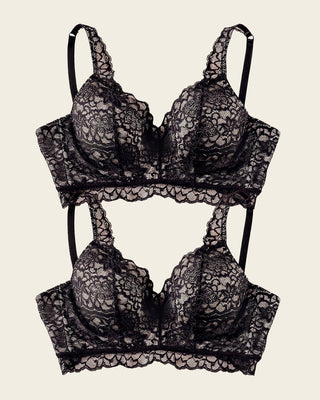 Paquete x 2 sujetadores en encaje ideales para pecho pesado Sexy Support#color_700-negro