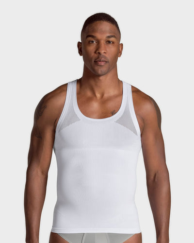 Camiseta ajustada para hombre de compresión suave en microfibra#color_000-blanco