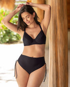 Braga de bikini en tela acanalada y tiro alto con control suave Eco