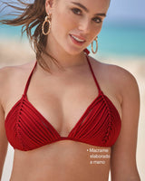 Bikini con top con detalle en macramé y braga graduable en el frente#color_340-rojo